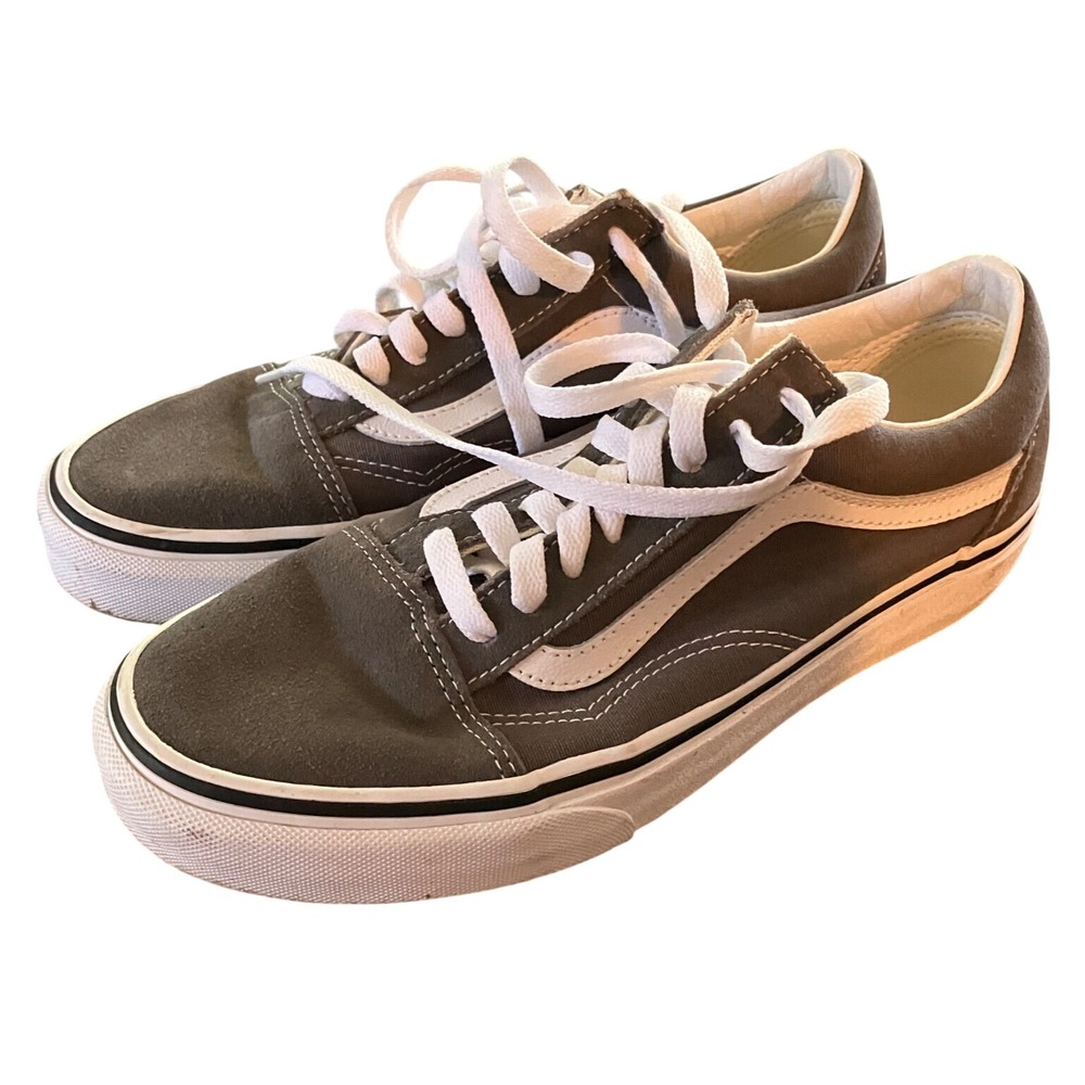 VANS OLD SKOOL Skate Sneakers Shoes GRAY SUEDE & CANVAS w/White MENS-6.5, WMN-8